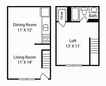 A1R - One Bedroom / One Bath - 596 Sq.Ft.*
