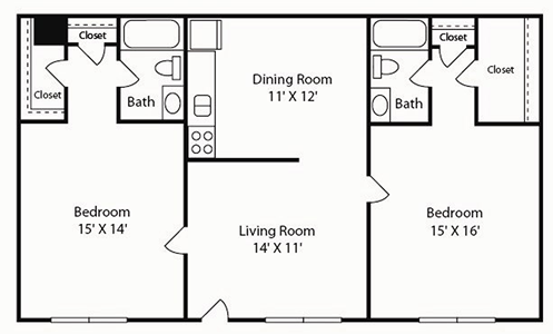 B2R - Two Bedroom / Two Bath - 776 Sq.Ft.*
