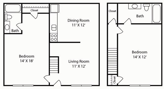 B3R - Two Bedroom / Two Bath - 980 Sq.Ft.*