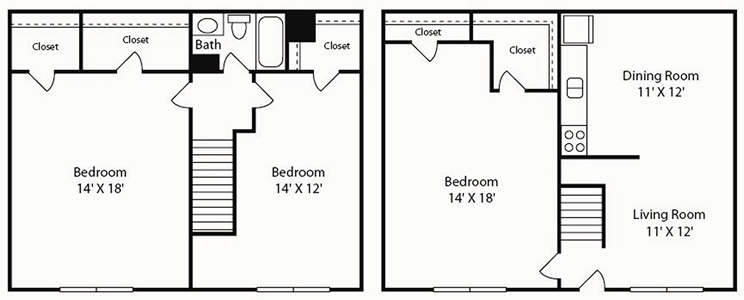 C1R - Three Bedroom / One Bath - 1235 Sq.Ft.*