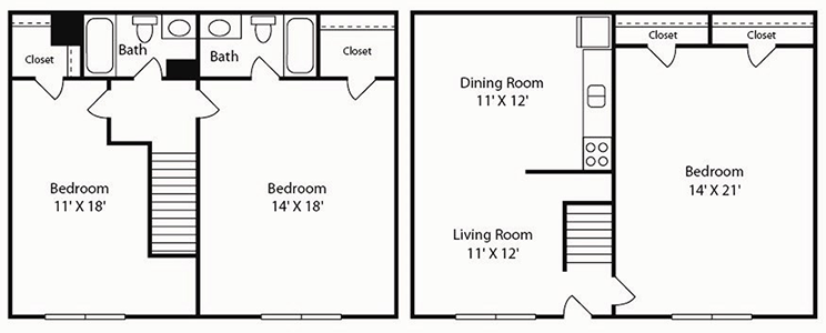 C2R - Three Bedroom / Two Bath - 1235 Sq.Ft.*
